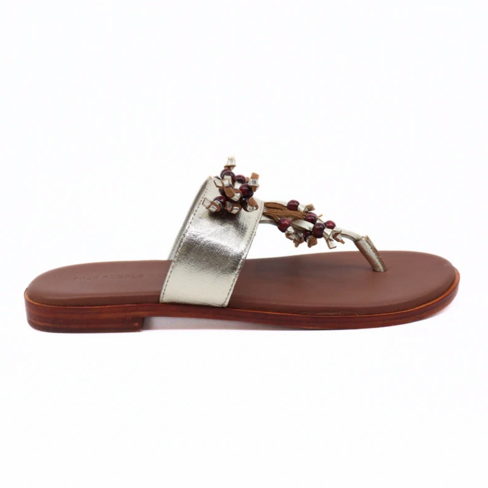 Free People Sadie Fringe Gold Metallic Sandals New! - Picture 4 of 14